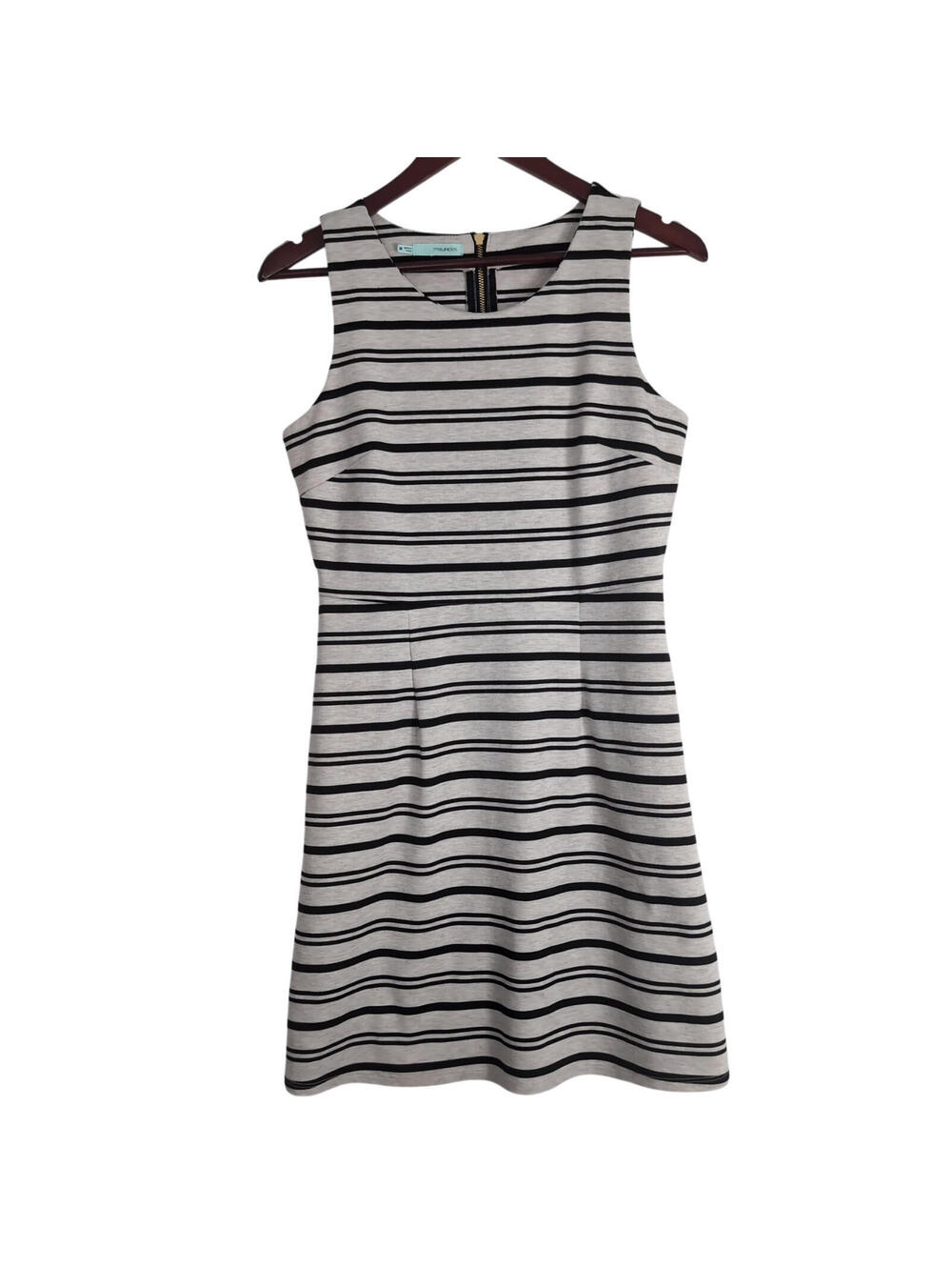 Maurices Striped Sleeveless Dress Gray Black Back Zip w/Pockets Size Med
